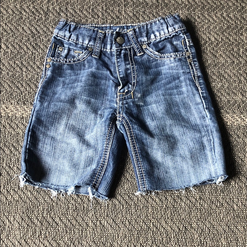 Noize Kids Denim Shorts in Blue with Frayed Hem